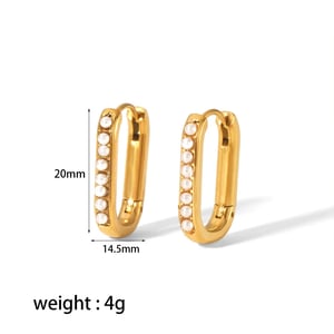 1 Pair Simple Commute Style U Shape Stainless Steel  Gold Color Inlay Imitation Pearl Women's Hoop Earrings h5 Picture3